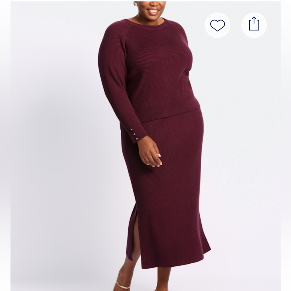Matching two piece sweater and skirt set